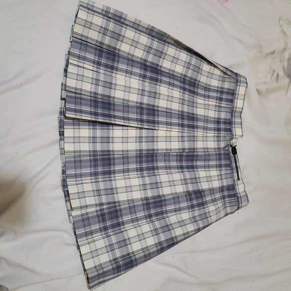 High Waist Pleated Skirt Blue and White S - Picture 5 of 9
